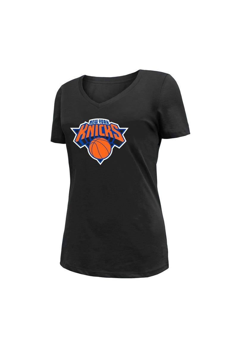 Women's New Era Black New York Knicks 2022/23 City Edition V-Neck T-Shirt, Alternate, color, Black