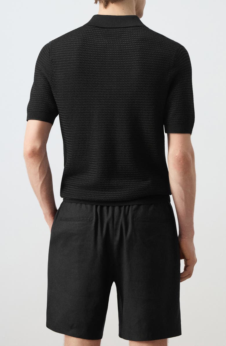 MANGO Structured Polo Shirt, Alternate, color, Black