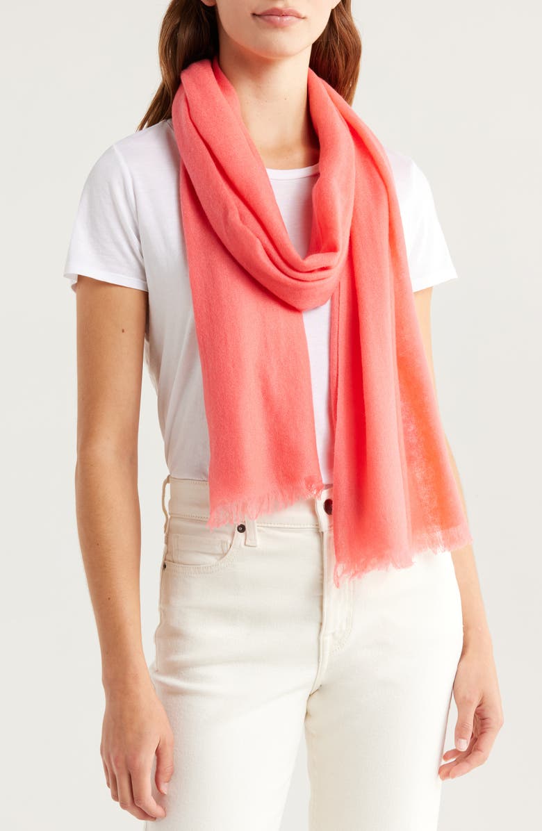 Nordstrom Textured Cashmere Scarf, Main, color, Coral Sugar