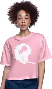 STARTER Women's Starter Pink Detroit Lions Play the Ball Boxy Cropped T-Shirt