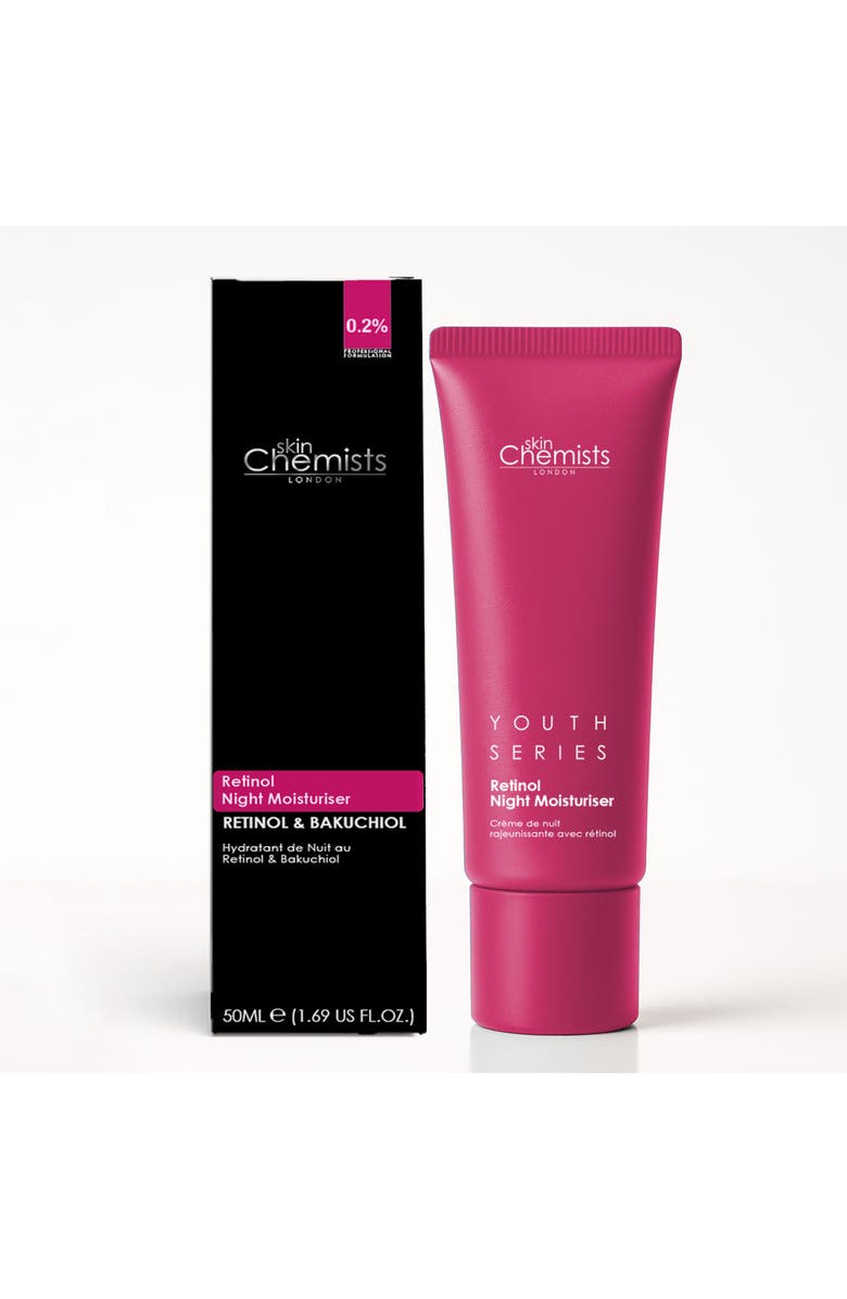 SKINCHEMISTS Retinol Bakuchiol Anti-Ageing Night Moisturiser 50ml for Fine Lines, Wrinkles, Firmness & Radiance, Main, color, White
