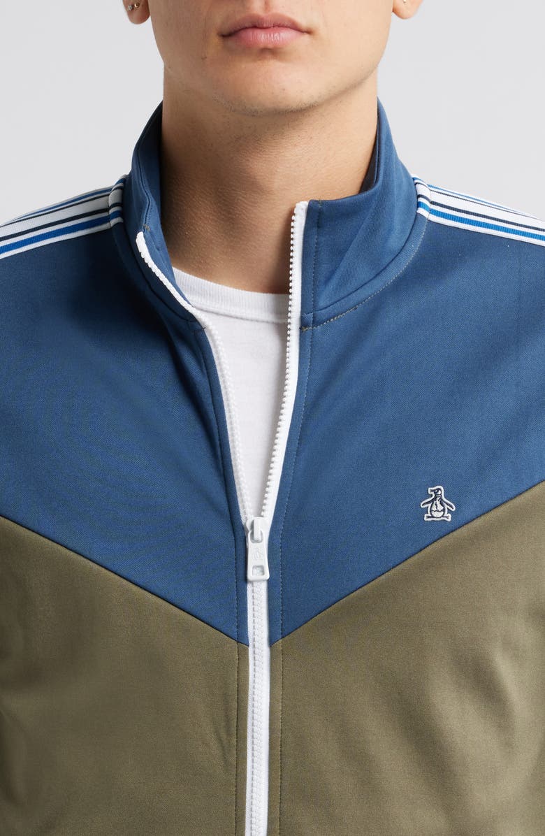 Original Penguin Chevron Double Knit Track Jacket, Alternate, color, 