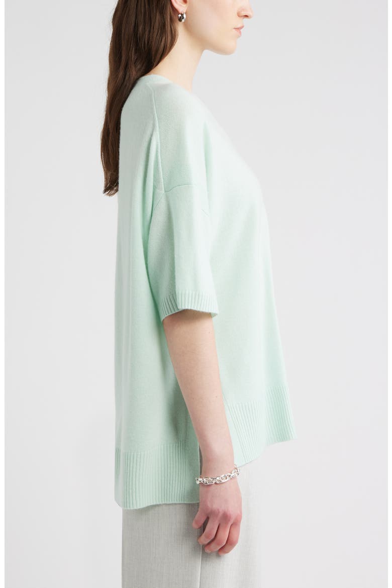 Relaxed Short Sleeve Cashmere Sweater, Alternate, color, GREEN JOYFUL