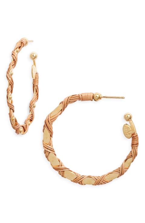 Wicker Wrapped Hoop Earrings