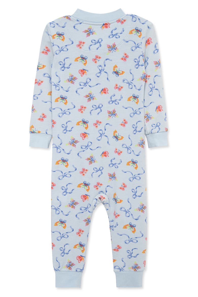 Butterflies & Bows Stretch Viscose Zip One-Piece Pajamas, Alternate, color, BLUE