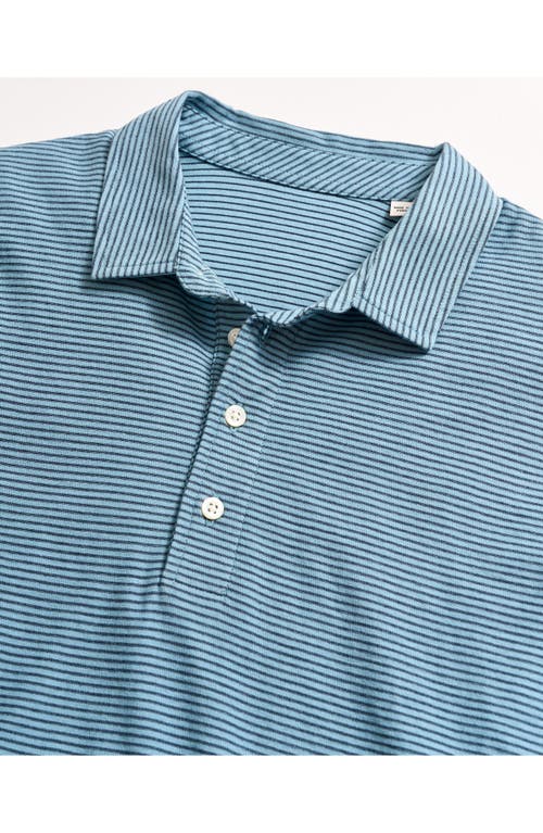 Billy Reid Pensacolo Stripe Polo In Steel Blue/carbon Blue