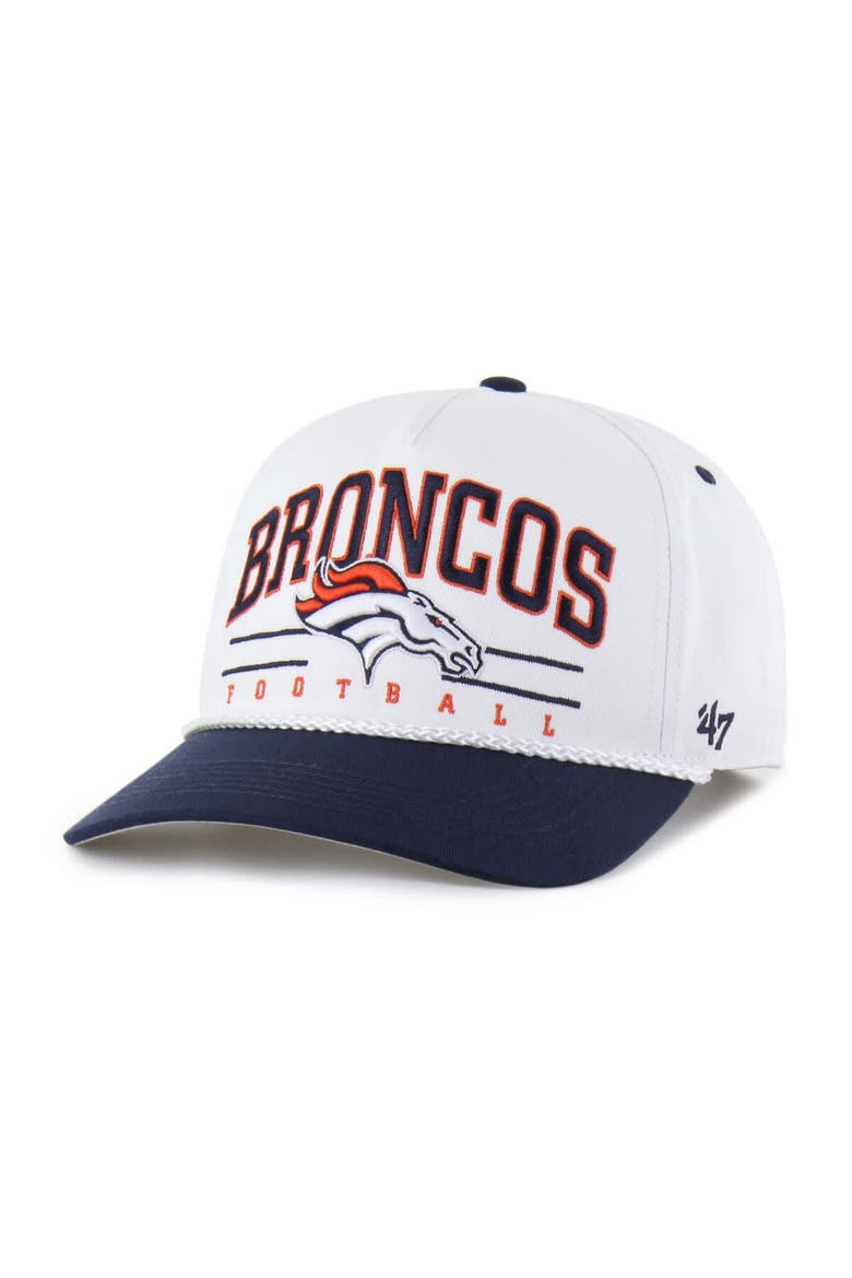 Men's '47 White/Navy Denver Broncos Roscoe Two-Toned Hitch Adjustable Hat, Main, color, White