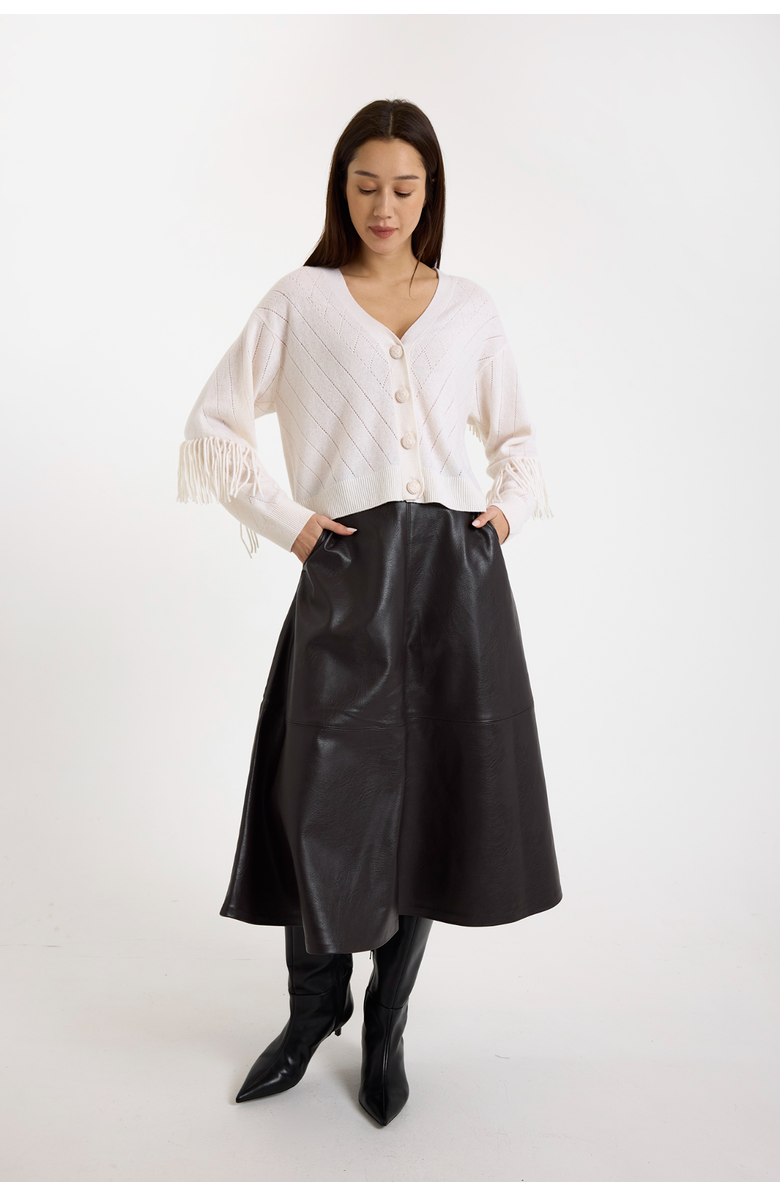 Brodie Pure Cashmere Ashley Fringe 100% Cashmere Cardigan, Alternate, color, Organic White