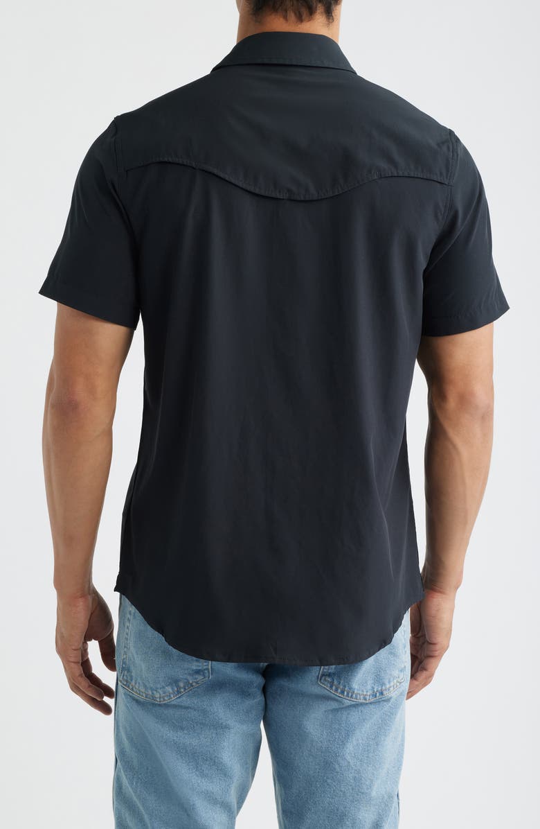 Tecovas Performance Western Short Sleeve Button-Up Shirt, Alternate, color, Black