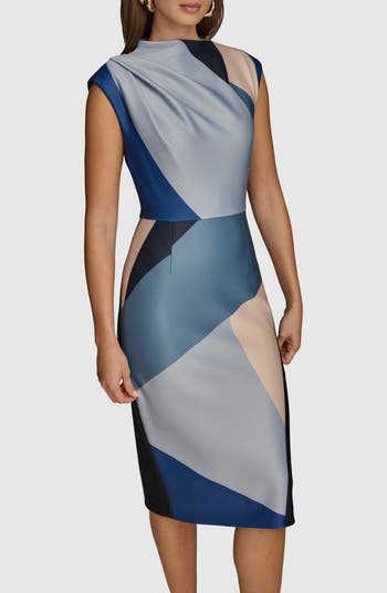 Donna Karan New York Abstract Print Sheath Cocktail Dress