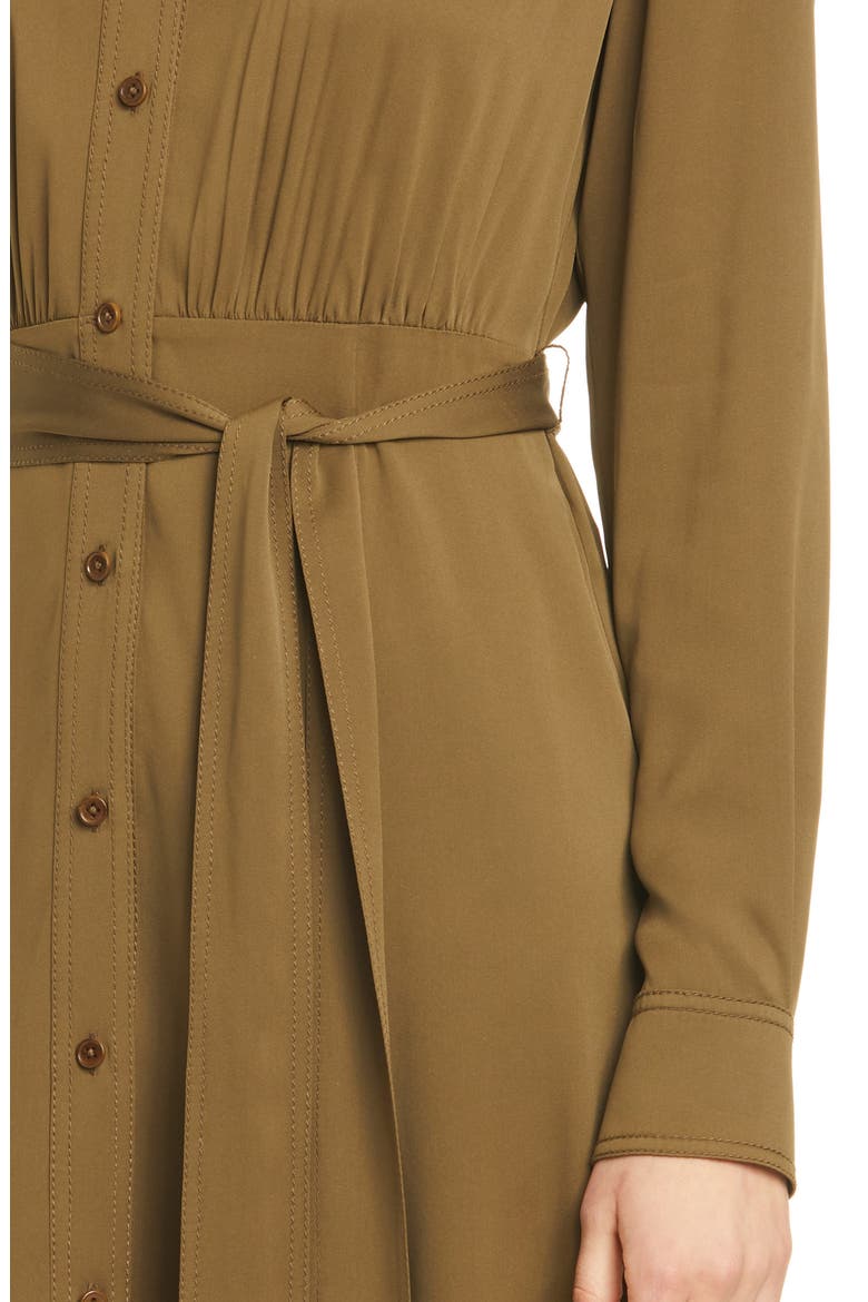 Dory Long Sleeve Stretch Silk Shirtdress, Alternate, color, TERRA