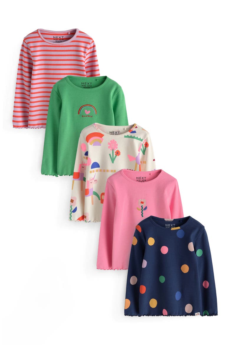 Kids' Rib Assorted 5-Pack Long Sleeve Top, Main, color, MULTI