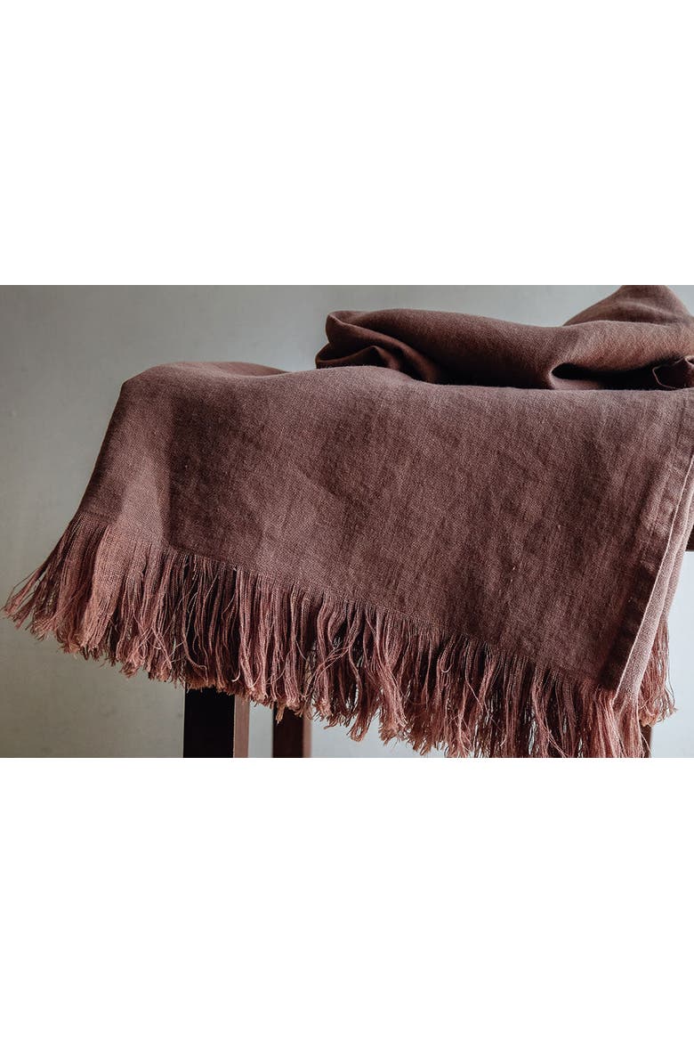 Throw Blanket with Fringe, Alternate, color, Brown