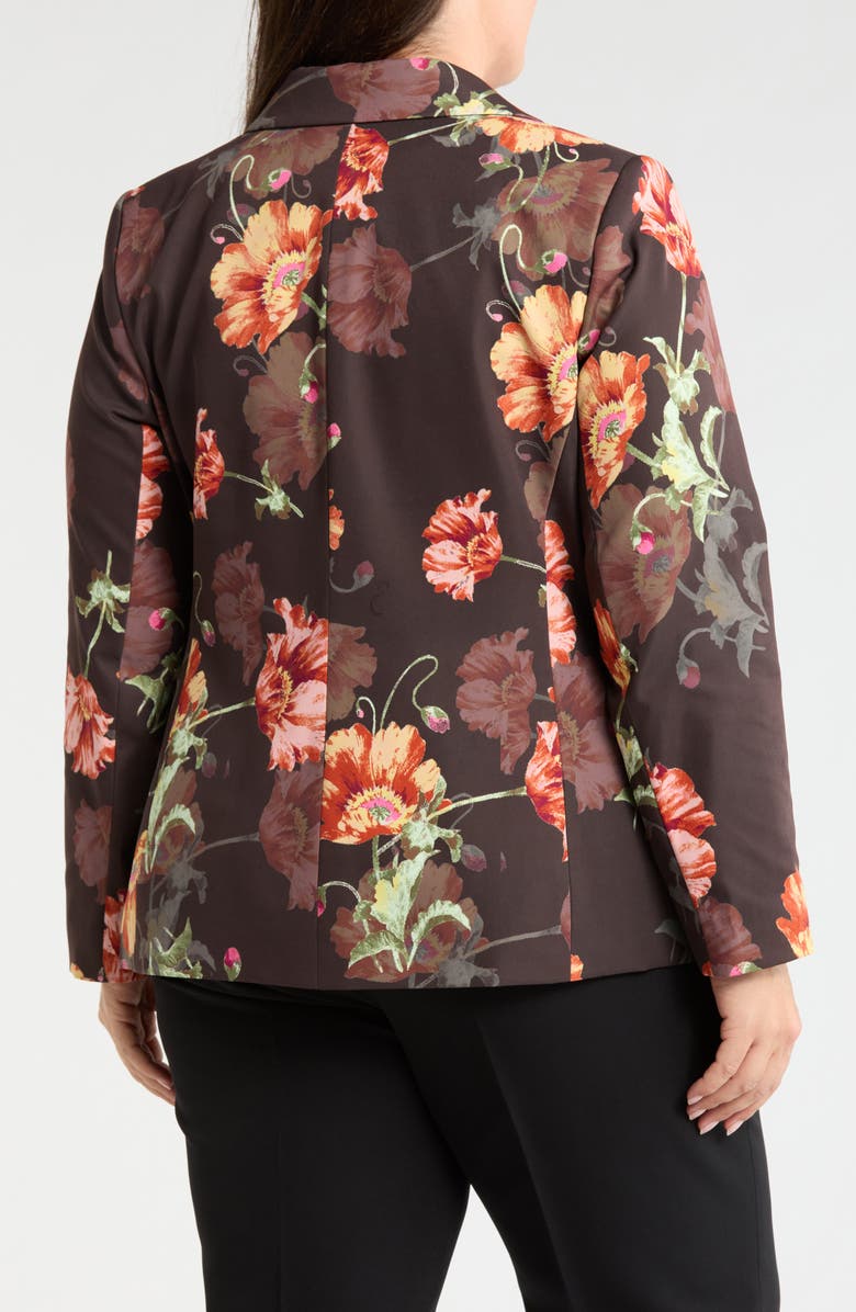 Tahari ASL Print Sateen Blazer, Alternate, color, Espresso Floral
