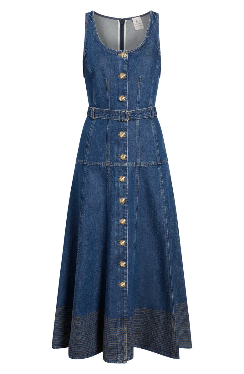 Cinq à Sept Kehlani Belted Sleeveless Midi Dress, Alternate, color, Tide