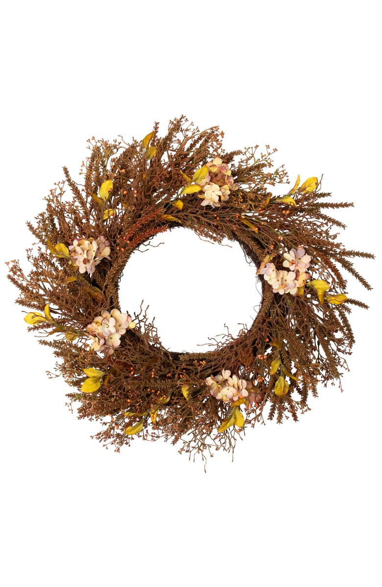 Northlight Fall Grass Autumn Harvest Artificial Wreath - 32", Main, color, Brown