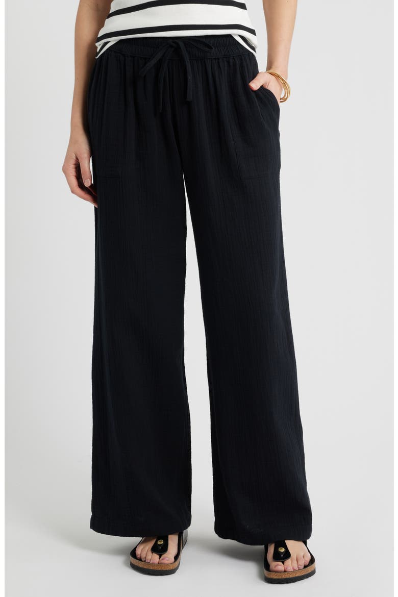 Wide Leg Gauze Pants, Main, color, BLACK