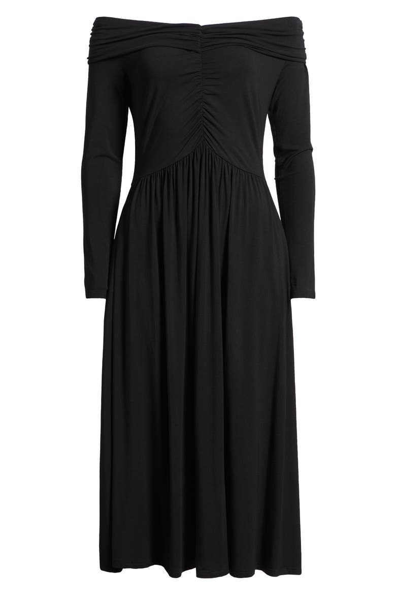 Olia Off the Shoulder Long Sleeve Dress, Alternate, color, BLACK