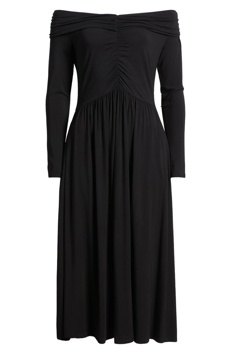 NIKKI LUND Olia Off the Shoulder Long Sleeve Dress, Alternate, color, Black
