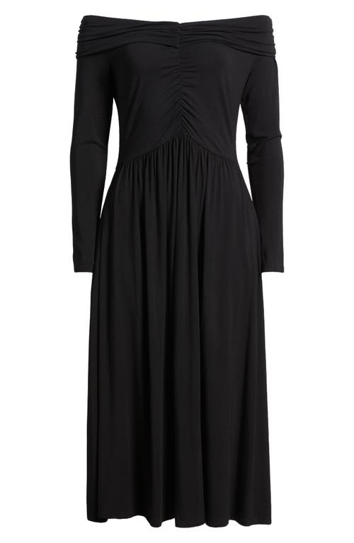 Nikki Lund Olia Off The Shoulder Long Sleeve Dress In Black