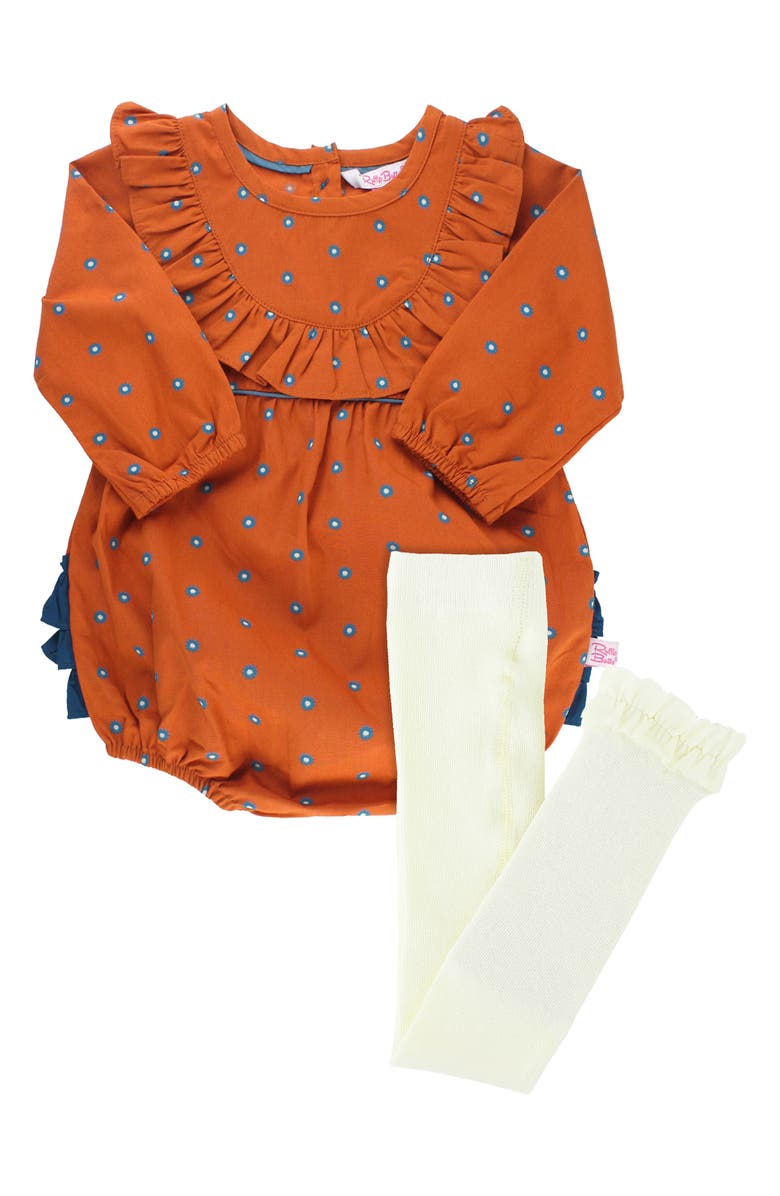 RuffleButts Spiced Clove Bubble Bodysuit & Tights Set, Main, color,