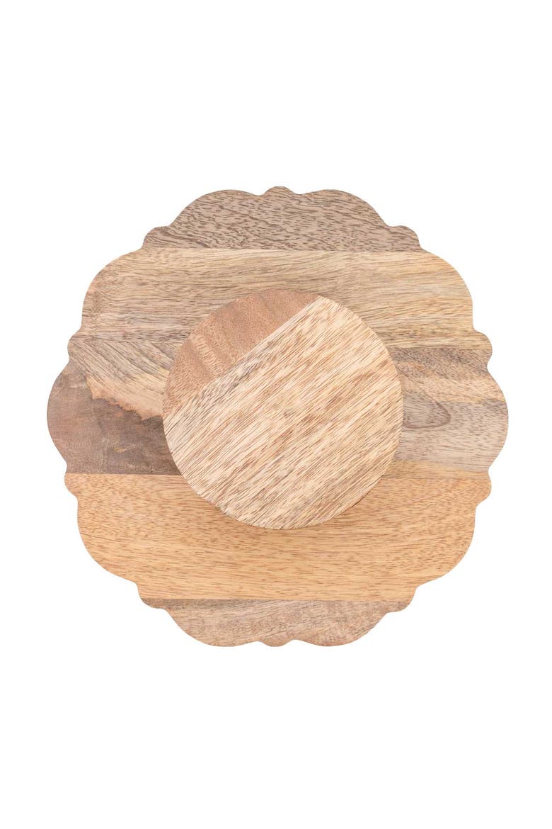 Maeve Scallop Wood Riser, Alternate, color, Brown