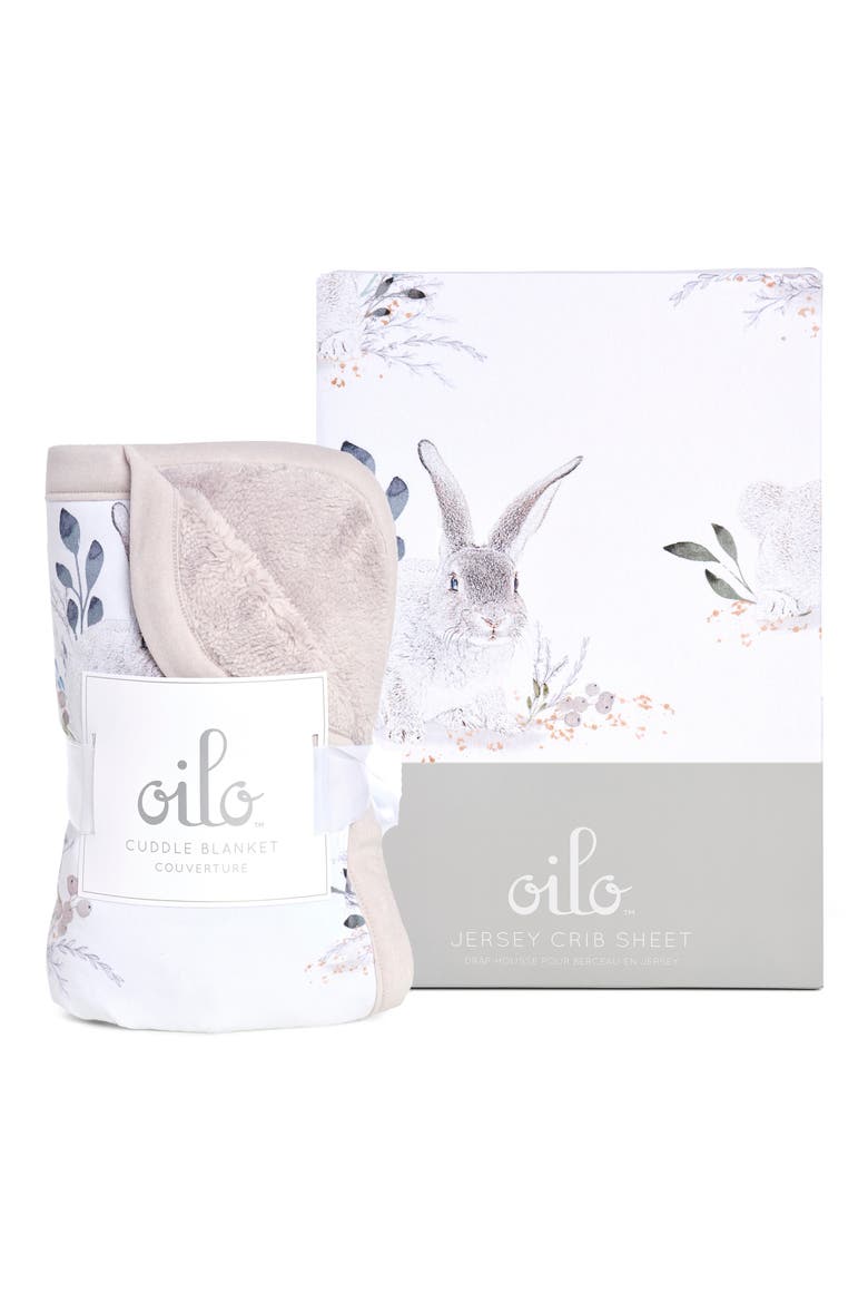 Cottontail Fitted Crib Sheet & Cuddle Blanket Set, Main, color, STONE