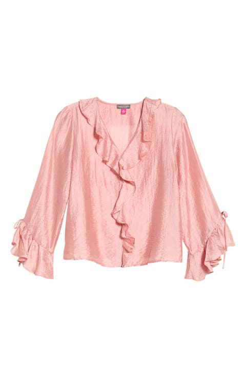 Vince Camuto Ruffle Long Sleeve Top (Petite)