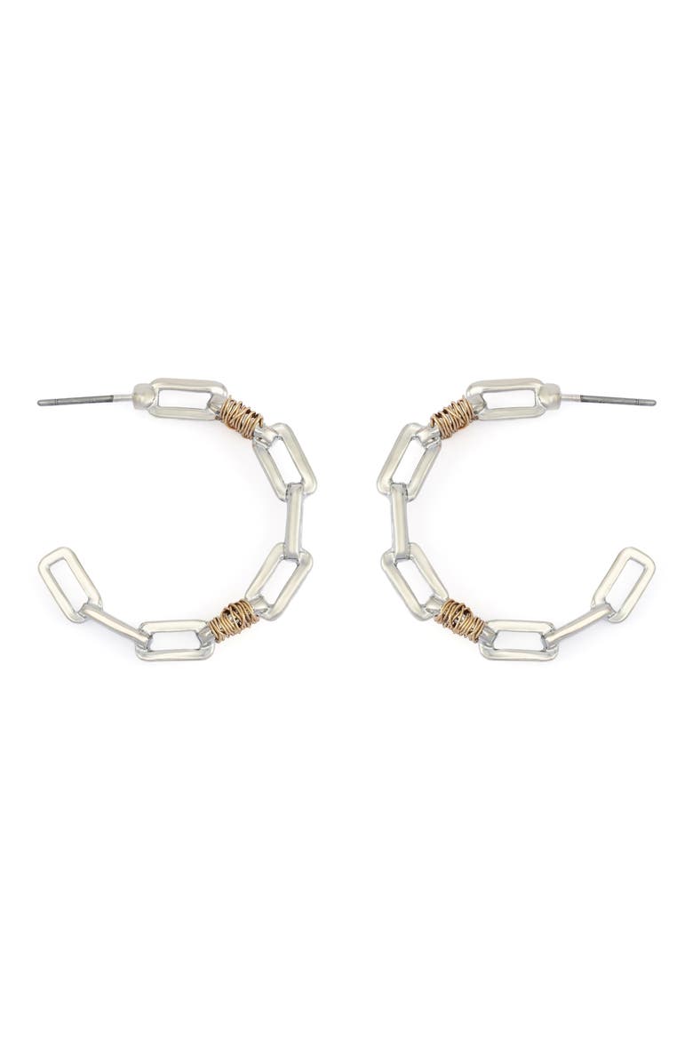 Paper Clip Hoop Earrings, Alternate, color, TWO TONE