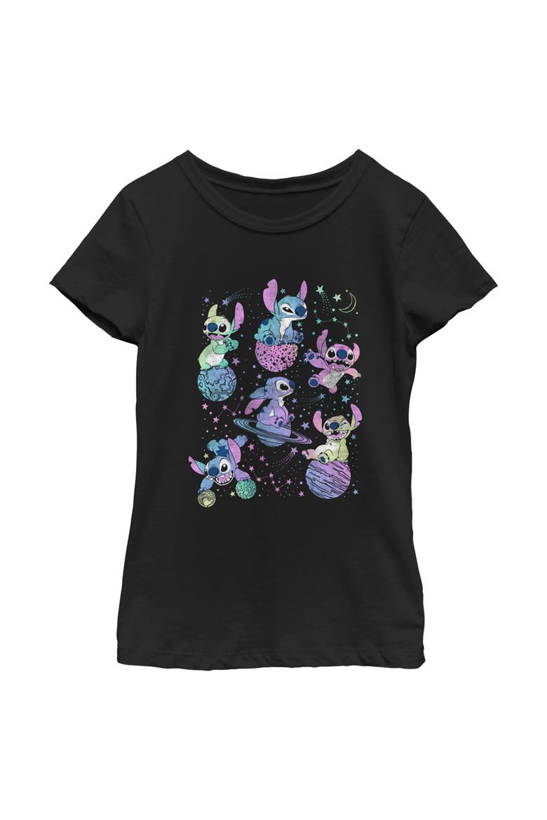 Girl's Lilo & Stitch Planetary Stitch  Graphic T-Shirt, Main, color, Black