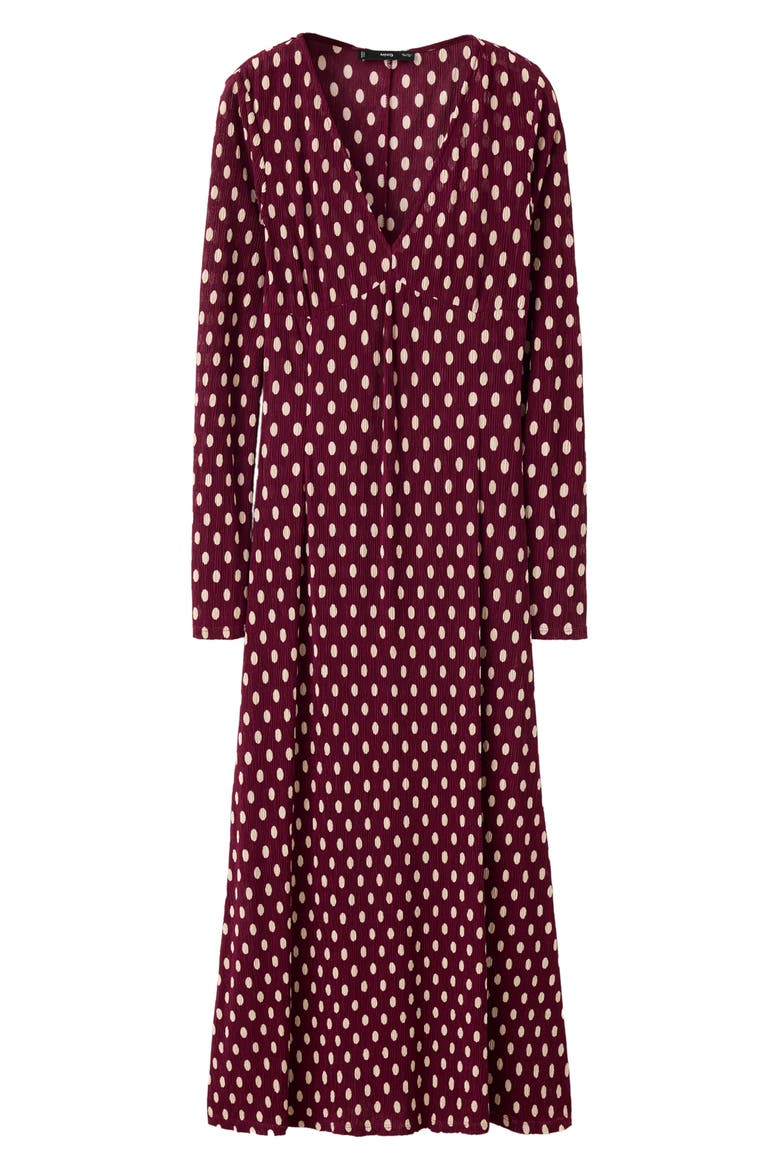 Dot Long Sleeve Midi Dress, Main, color, MAROON