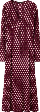 MANGO Dot Long Sleeve Midi Dress