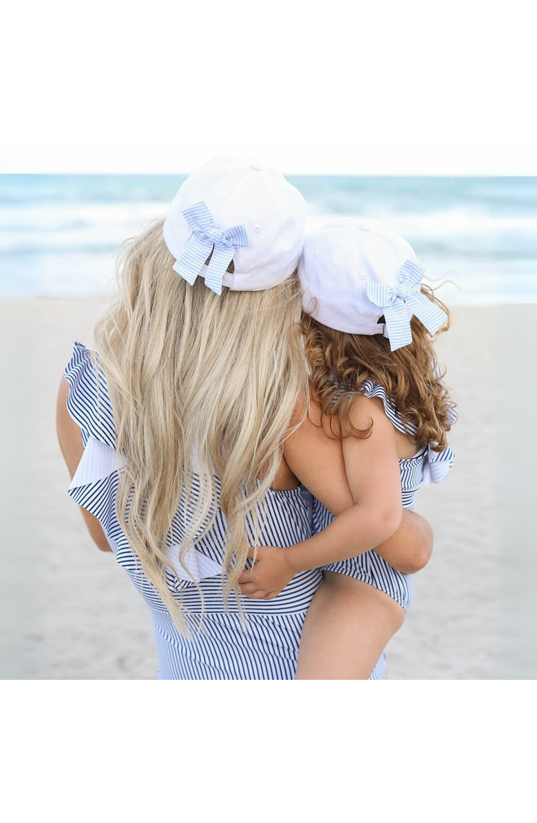 Bits & Bows Flower Girl Bow Baseball Hat, Alternate, color, White, Blue