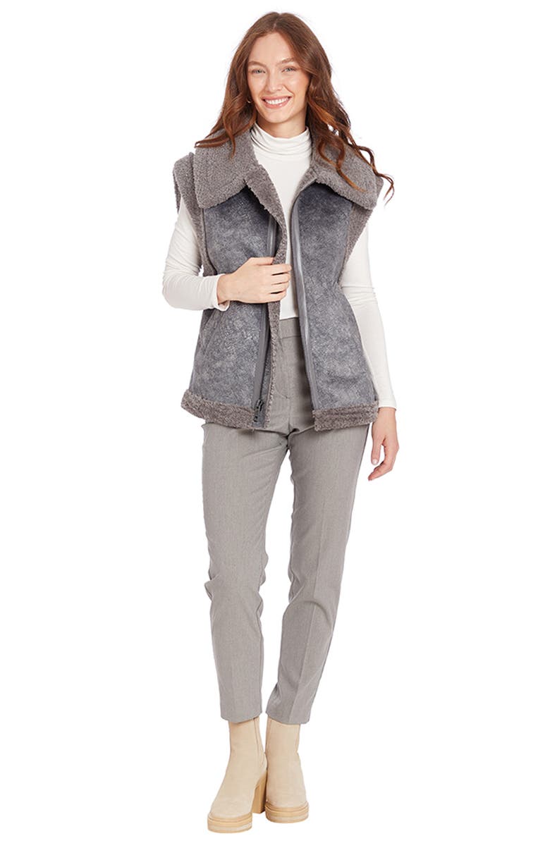 Frye Water Resistant Faux Shearling Vest, Alternate, color, Gray