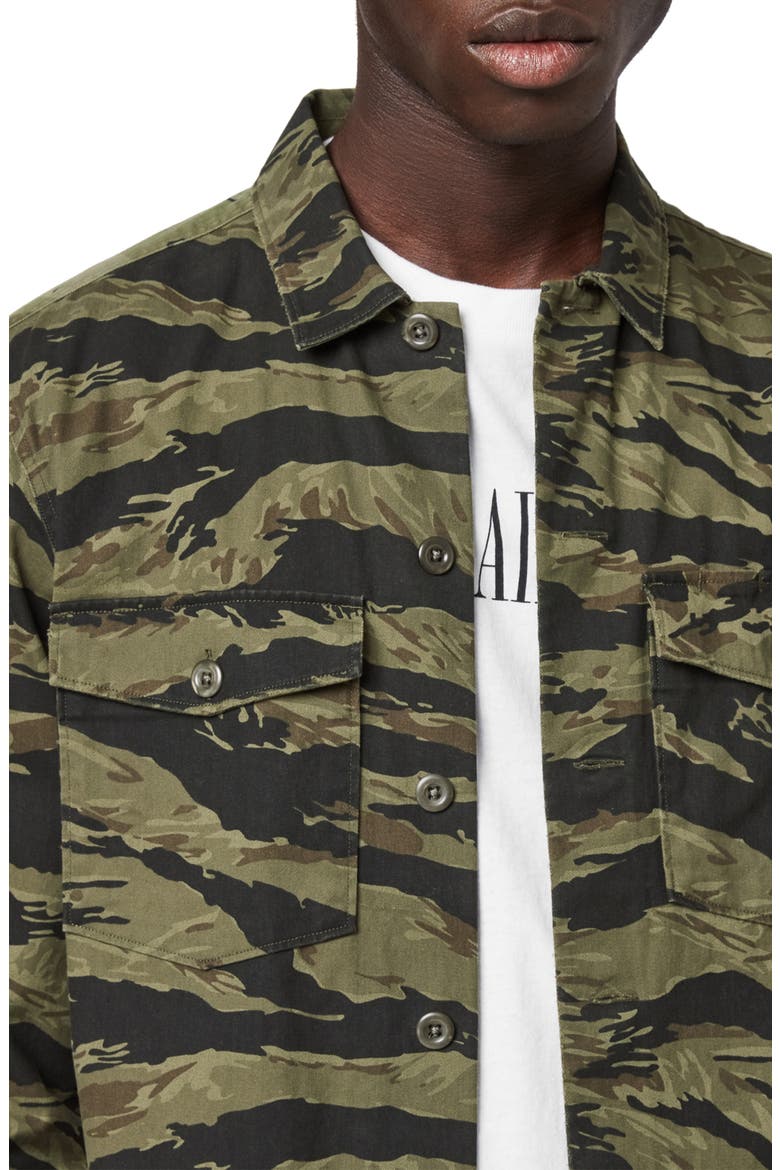 Krueger Slim Fit Camo Print Button-Up Shirt, Alternate, color, KHAKI GREEN