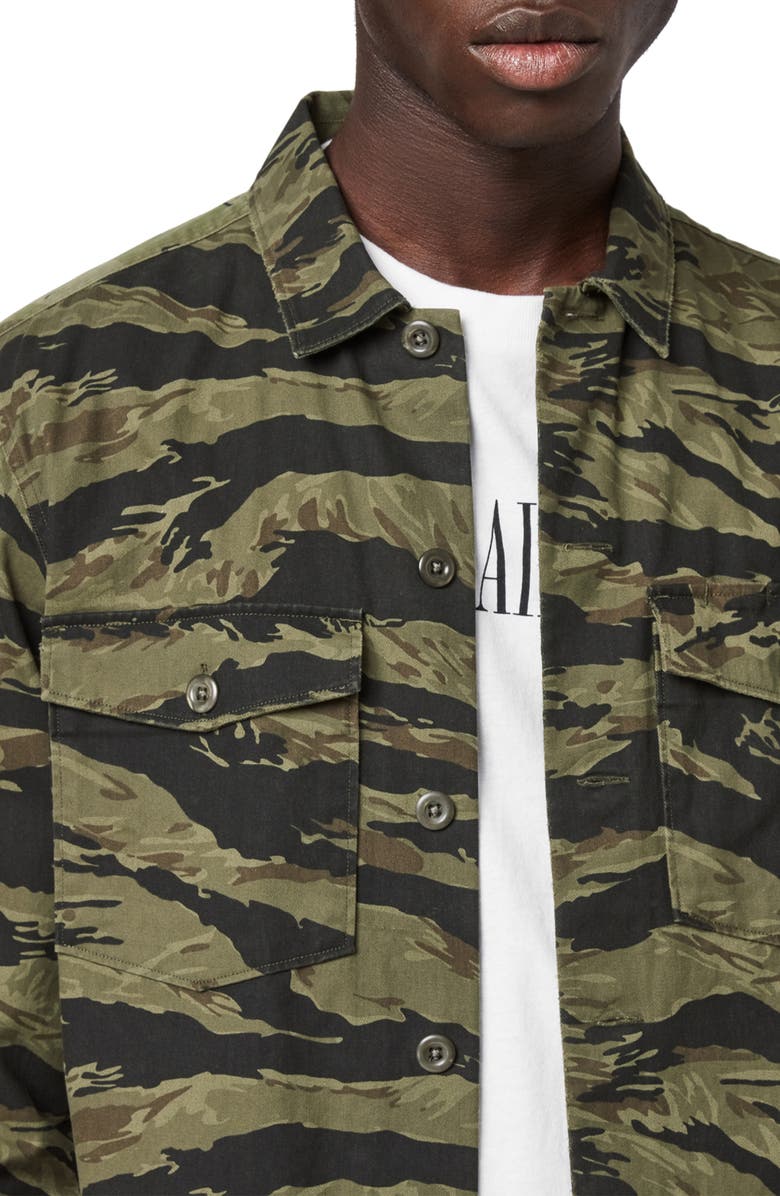 AllSaints Krueger Slim Fit Camo Print Button-Up Shirt, Alternate, color, 