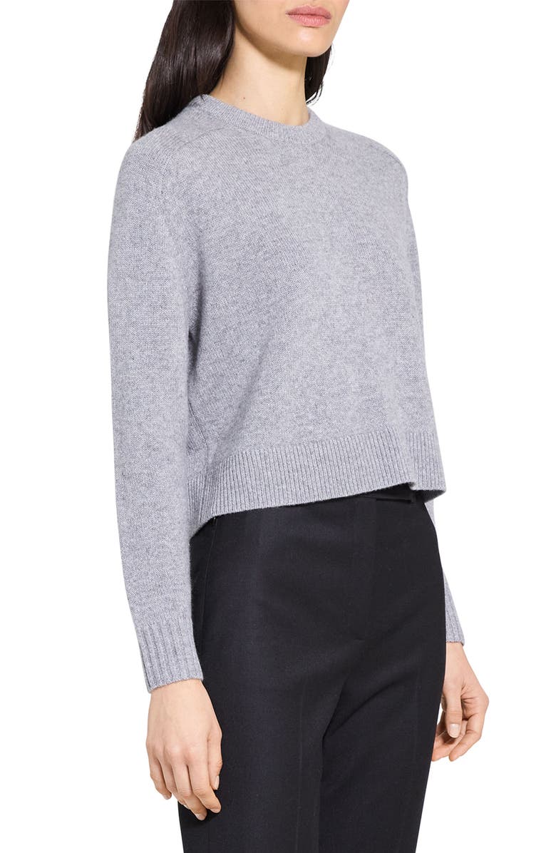 Theory Cashmere Crewneck Crop Sweater, Alternate, color, Husky