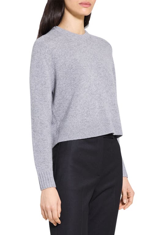 Theory Cashmere Crewneck Crop Sweater In Gray