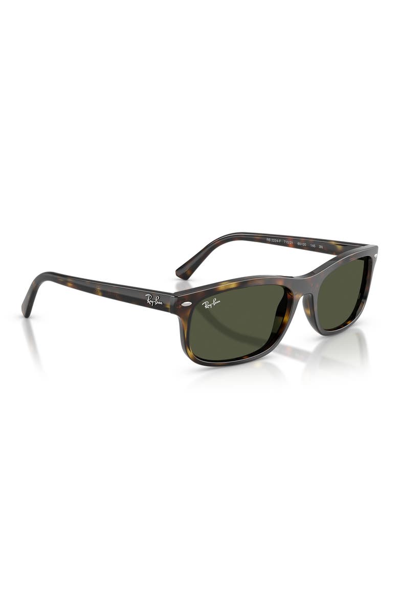 57mm Rectangular Sunglasses, Alternate, color, HAVANA / GREEN