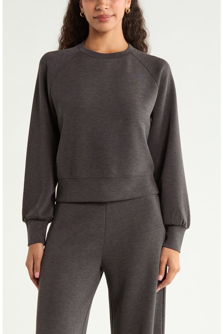Soft Luxe Crewneck Top, Main, color, BROWN MOLE HEATHER