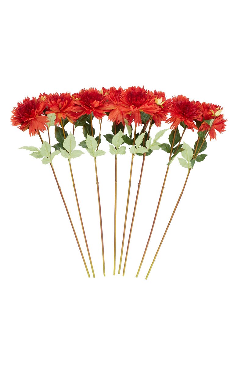 SONOMA SAGE HOME Set of Eight Red Dahlia Artificial Flowers, Main, color, Red
