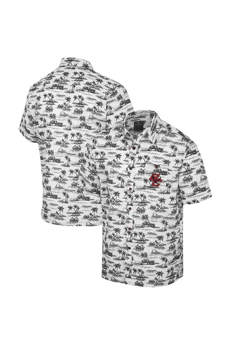 Men's Colosseum White Boston College Eagles Spontaneous is Romantic Camp Button-Up Shirt, Main, color, White