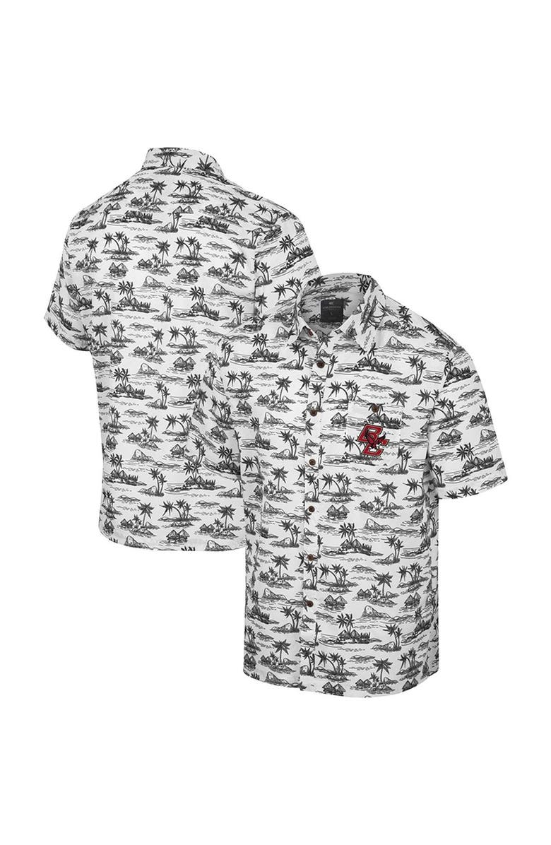 COLOSSEUM Men's Colosseum White Boston College Eagles Spontaneous is Romantic Camp Button-Up Shirt, Main, color, White