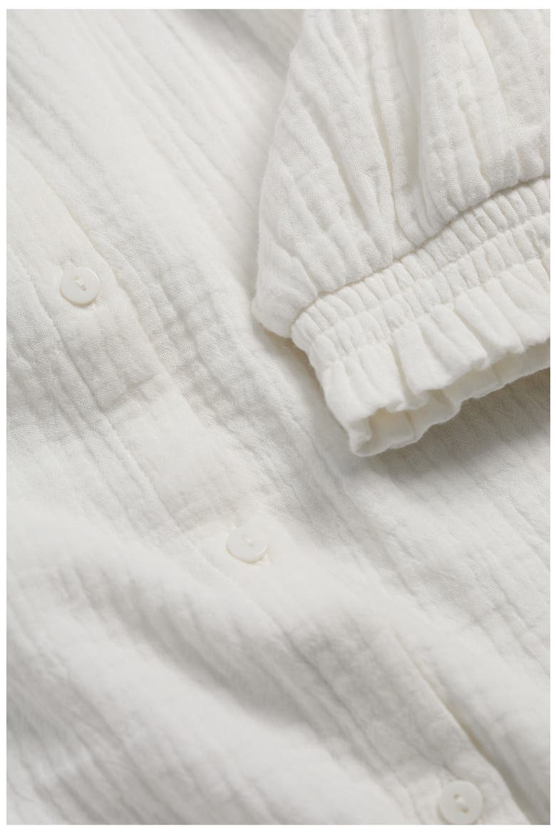 Shore Patch Organic Cotton Button-Up Top, Alternate, color, CHALK