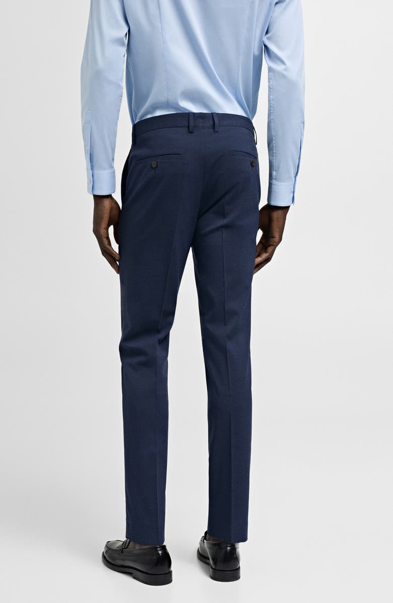 MANGO Superslim Fit Dark Blue Flat Front Stretch Dress Pants, Alternate, color, Ink Blue