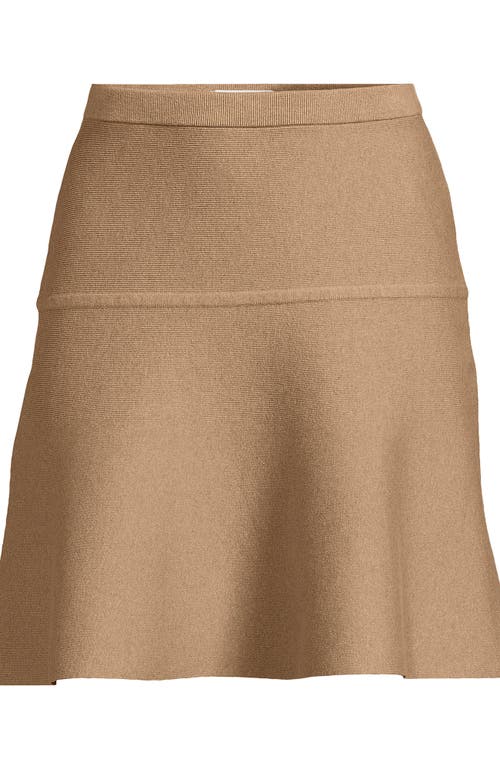 Lands' End Fine Gauge Cotton Sweater Above The Knee Circle Skirt In Neutral