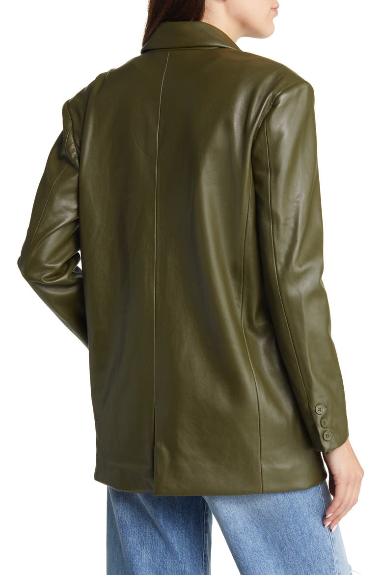 Oversize One-Button Faux Leather Blazer, Alternate, color, MONEY MAKER