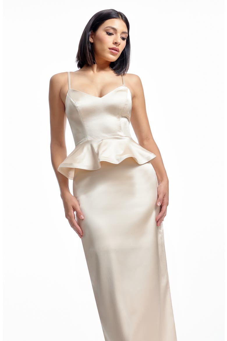 Akiah Satin Gown, Alternate, color, CHAMPAGNE