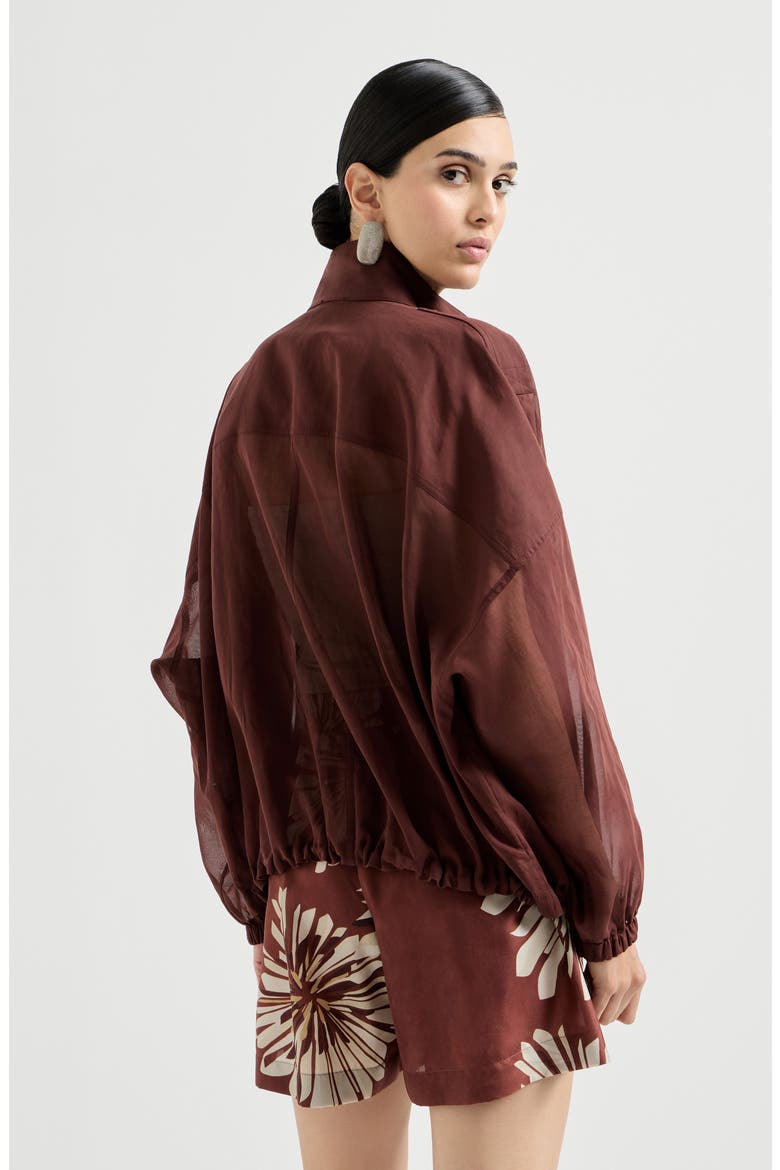 Cotton organza outerwear jacket, Alternate, color, Bordeaux