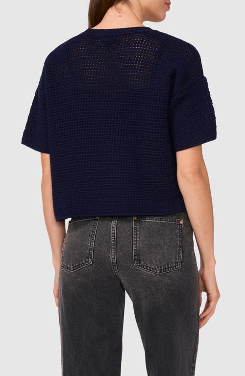 Halogenr Halogen(r) Open Stitch Crewneck Sweater In Classic Navy